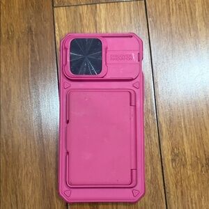 Iphone 14 Pro Max Pink Phone hard Case with Sliding Camera Cover